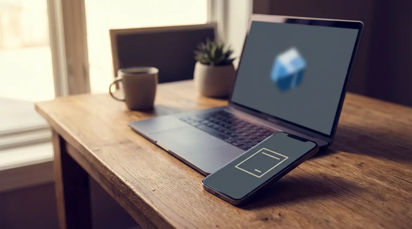 Laptop and phone displaying branded mortgage broker app